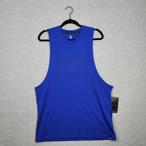 Under Armour Project Rock Iron Paradise Muscle Tank Shirt Men's 2XL Dark Blue - Picture 1 of 9